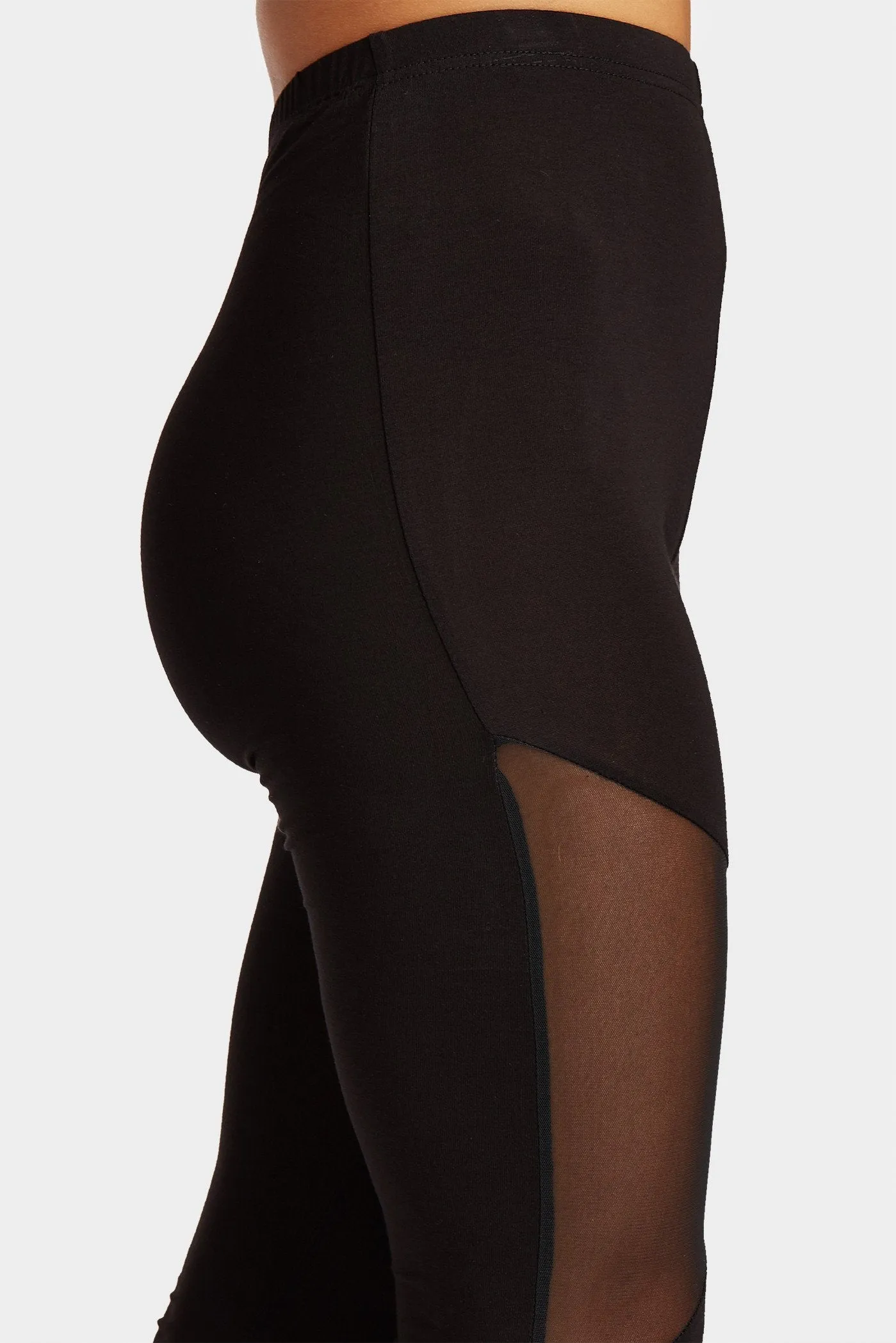 Black Mesh Panel Leggings